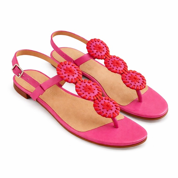 Jack Rogers Whip Stitch Medallion Sandals Pink Red Size 9.5 M EUC - Picture 2 of 10
